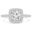 1 1/8 CTW Round Diamond Cushion Halo Engagement Ring in 14K White Gold (MD240157)