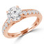 1 1/5 CTW Round Lab Created Diamond Tapered Solitaire with Accents Engagement Ring in 14K Rose Gold (MD240171)