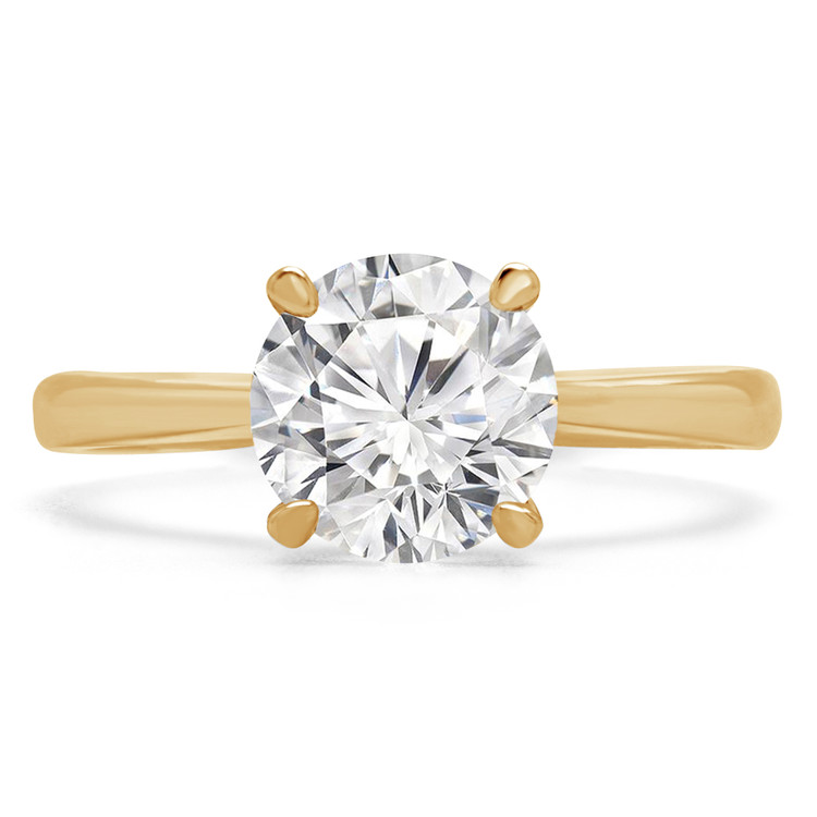 1 1/20 CT Round Lab Created Diamond Tapered Solitaire Engagement Ring in 14K Yellow Gold (MD240173)