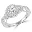 1 1/10 CTW Round Lab Created Diamond Twisted-shank Halo Engagement Ring in 14K White Gold (MD240185)