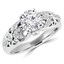 1 1/8 CTW Round Lab Created Diamond Vintage Floral Solitaire with Accents Engagement Ring in 14K White Gold (MD240188)
