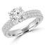 2 CTW Round Lab Created Diamond Two-row Solitaire with Accents Engagement Ring in 14K White Gold (MD240192)