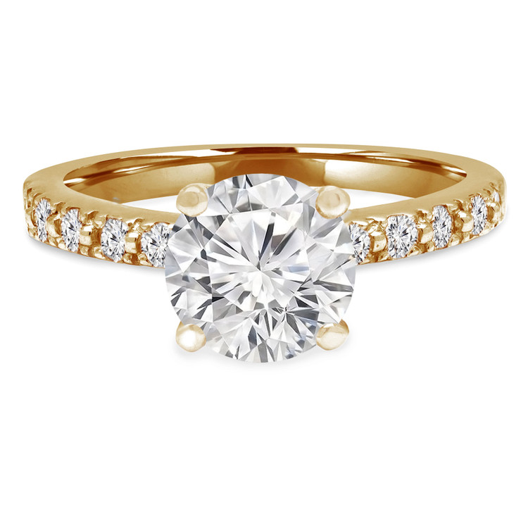1 3/4 CTW Round Lab Created Diamond Solitaire with Accents Engagement Ring in 14K Yellow Gold (MD240195)
