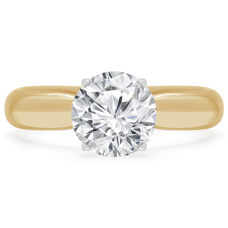 1/2 CT Round Lab Created Diamond Tapered Solitaire Engagement Ring in 14K Yellow Gold (MD240197)
