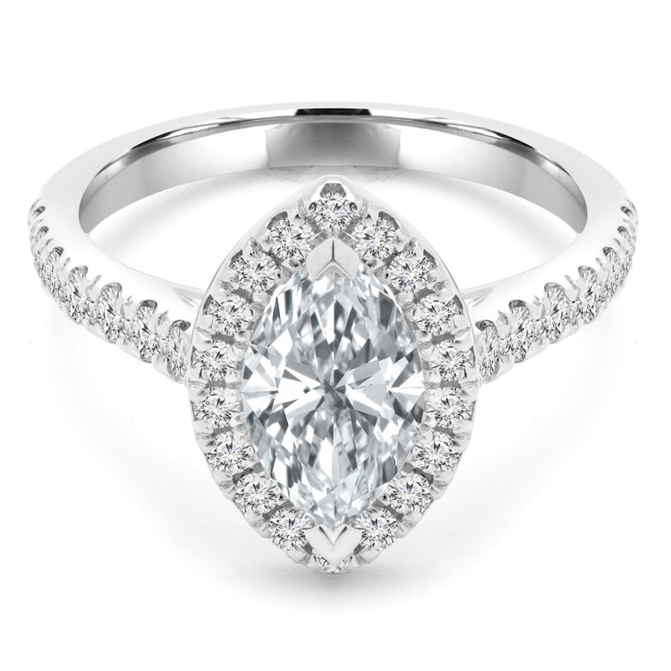 1 3/5 CTW Marquise Diamond Marquise Halo Engagement Ring in 14K White Gold (MD240203)