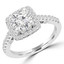 9/10 CTW Round Diamond Cathedral Cushion Halo Engagement Ring in 14K White Gold with Accents (MD240209)