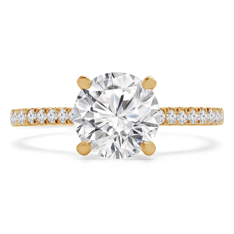3/4 CTW Round Diamond Cathedral Solitaire with Accents Engagement Ring in 14K Yellow Gold (MD240213)
