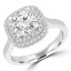 9/10 CTW Round Diamond Double Cushion Halo Engagement Ring in 14K White Gold (MD240215)