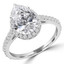 1 1/2 CTW Pear Diamond Cathedral Pear Halo Engagement Ring in 14K White Gold (MD240246)
