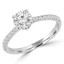 9/10 CTW Round Diamond Tapered Hidden Halo Solitaire with Accents Engagement Ring in 14K White Gold (MD240248)