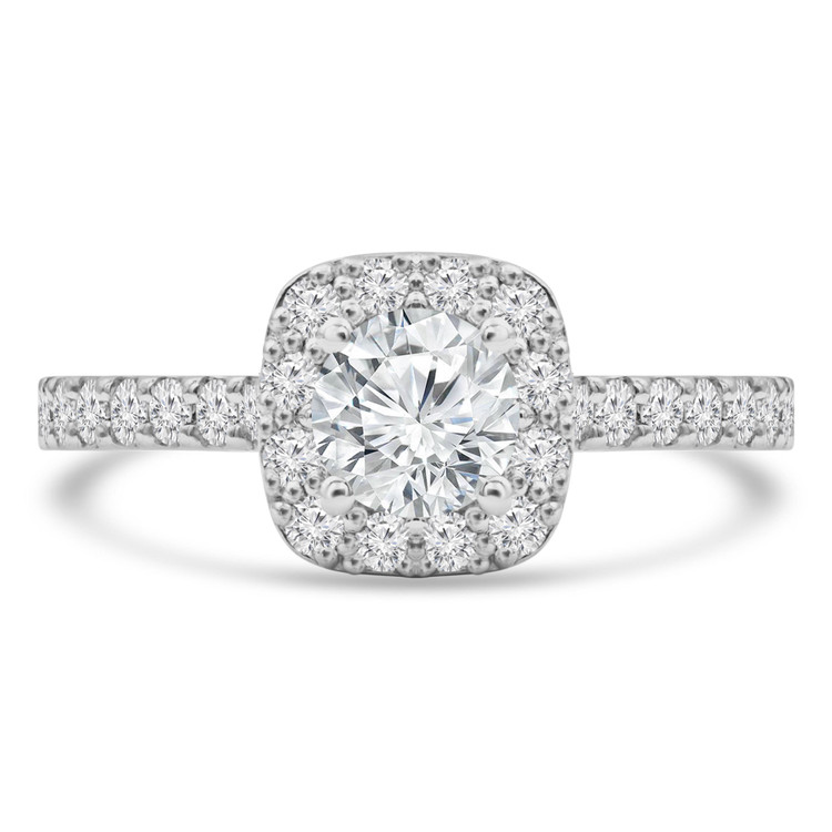 1 1/20 CTW Round Lab Created Diamond Cathedral Solitaire with Accents Engagement Ring in 14K White Gold (MD240261)