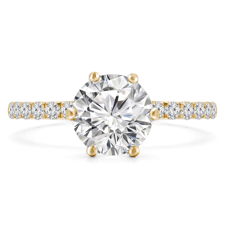 4/5 CTW Round Lab Created Diamond 6-Prong Solitaire with Accents Engagement Ring in 14K Yellow Gold (MD240266)