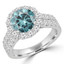 4 1/5 CTW Round Blue Diamond Two-row Halo Engagement Ring in 14K White Gold (MD210392)