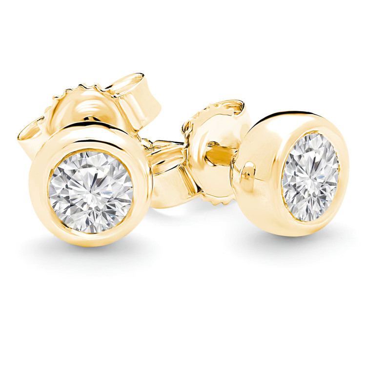 3/5 CTW Round Diamond Bezel Set Stud Earrings in 14K Yellow Gold (MD240308)