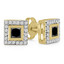 2/5 CTW Princess Black Diamond Bezel Set Halo Stud Earrings in 14K Yellow Gold (MD240310)