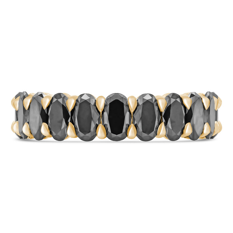 4 4/5 CTW Oval Black Diamond Shared-prong Full Eternity Anniversary Wedding Band Ring in 14K Yellow Gold *Size 6.25 Only* (MD240311)