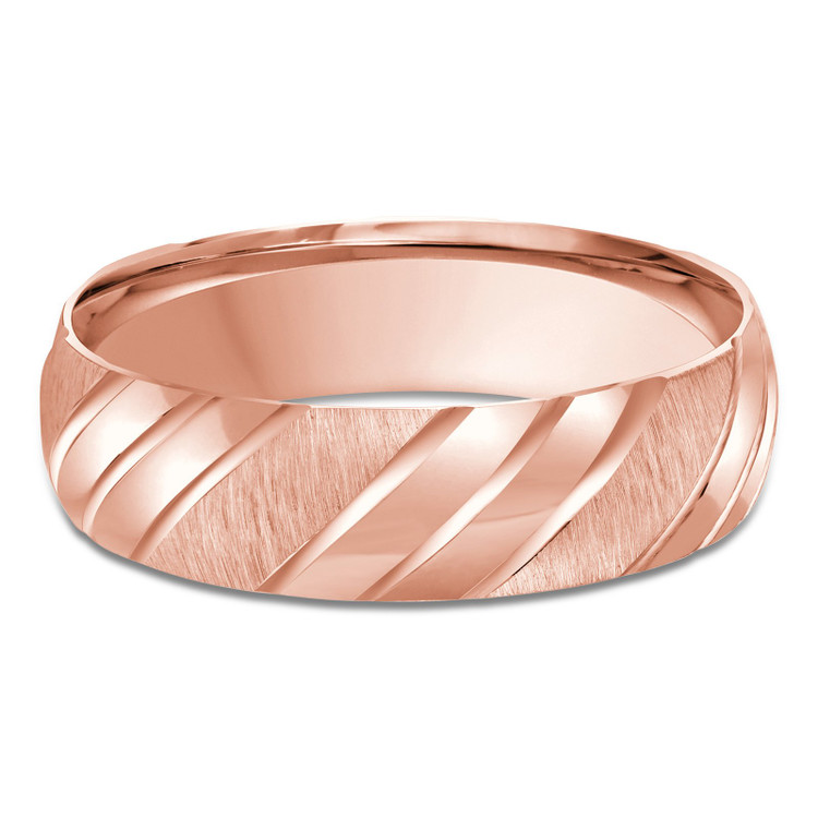 6 MM Modern Mens Wedding Band in Rose Gold (MDVB0769)