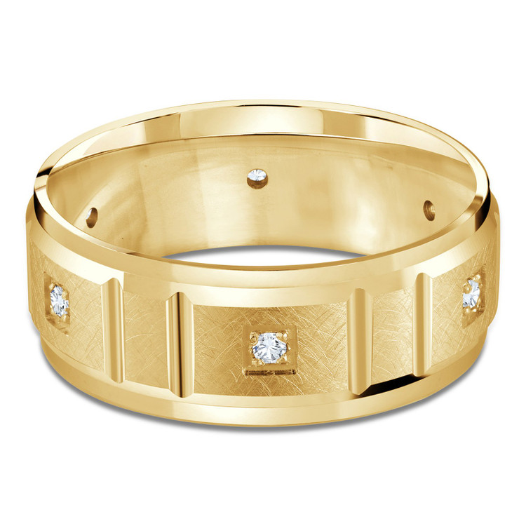 8 MM Diamond Mens Wedding Band in Yellow Gold (MDVB0864)