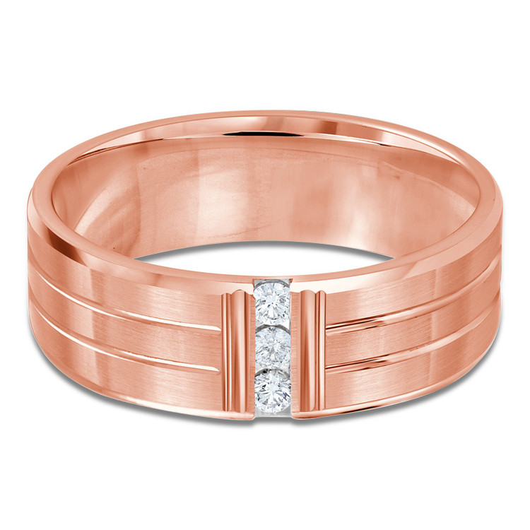 7 MM Diamond Mens Wedding Band in Rose Gold (MDVB0927)