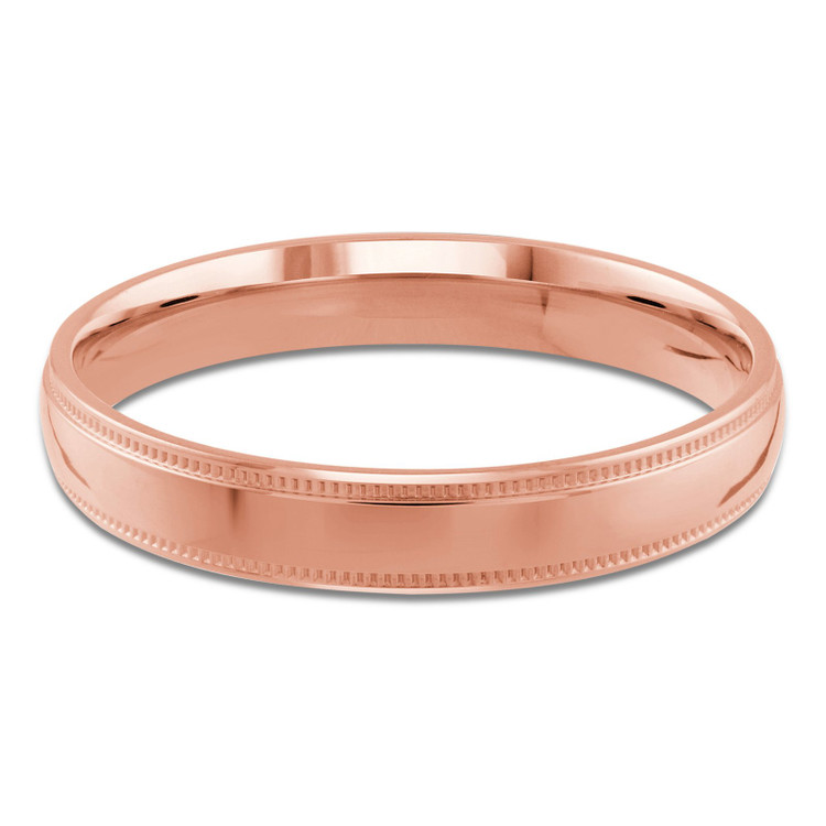 3 MM Milgrained Comfort Fit Classic Mens Wedding Band in Rose Gold (MDVBC0006-3MM-R)