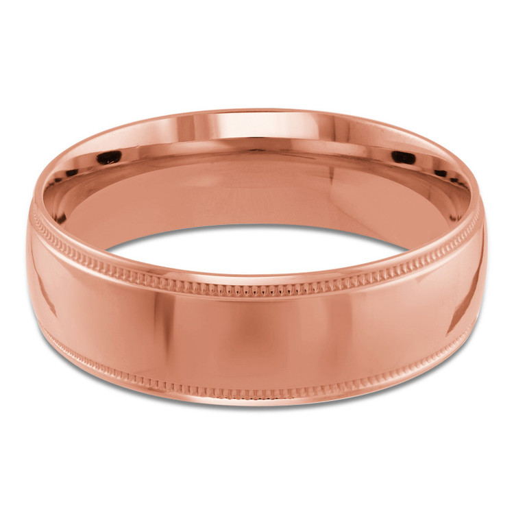 7 MM Milgrained Comfort Fit Classic Mens Wedding Band in Rose Gold (MDVBC0006-7MM-R)
