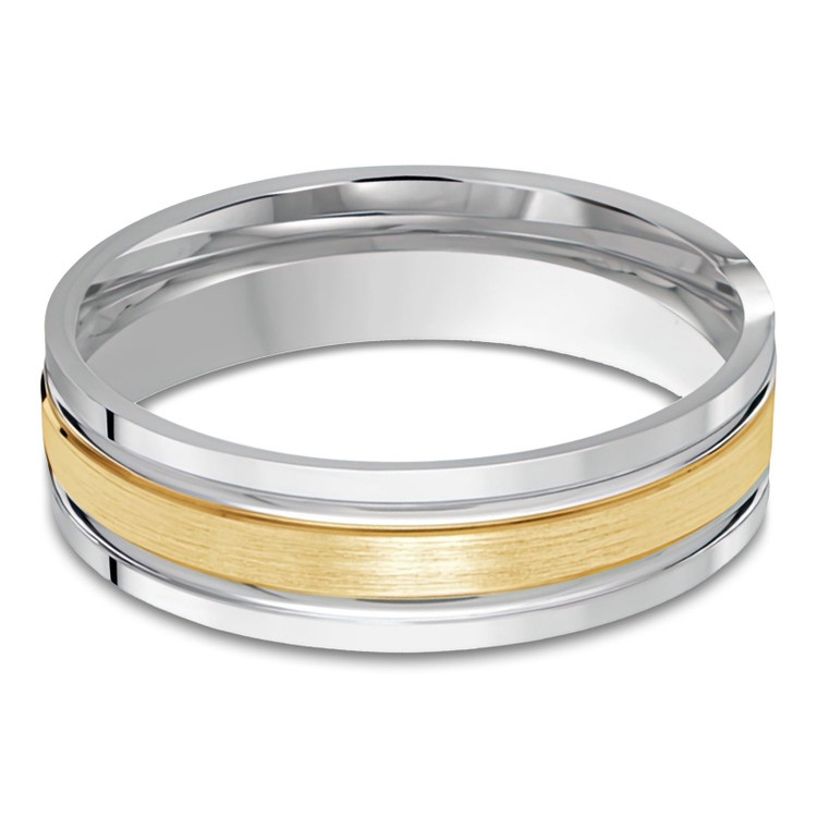 6 MM Modern Mens Wedding Band in Two-Tone White & Yellow Gold (MDVB1051)