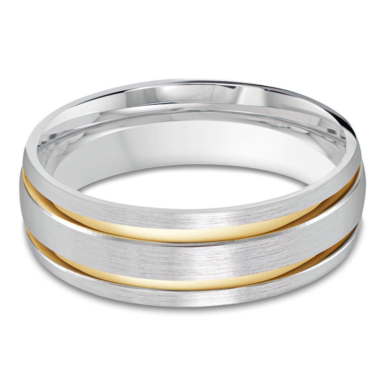 7 MM Modern Mens Wedding Band in Two-Tone White & Yellow Gold (MDVB1052)