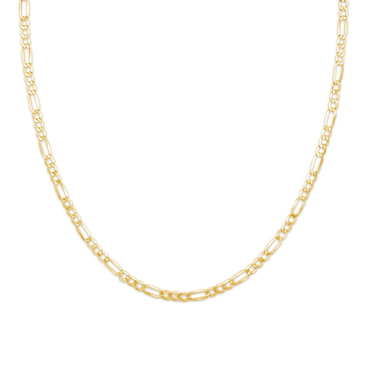 Hollow Flat Figaro Chain Necklace in Yellow Gold  (MDVSC0019)