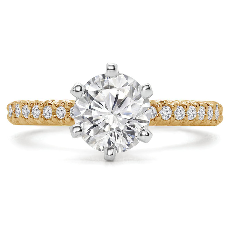 Round Diamond Solitaire with Accents Engagement Ring in Yellow Gold (MVS0052-Y)