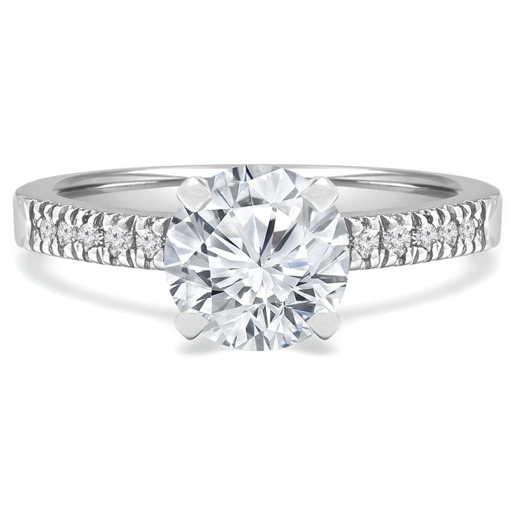 Round Diamond Solitaire with Accents Engagement Ring in White Gold (MVS0053-W)