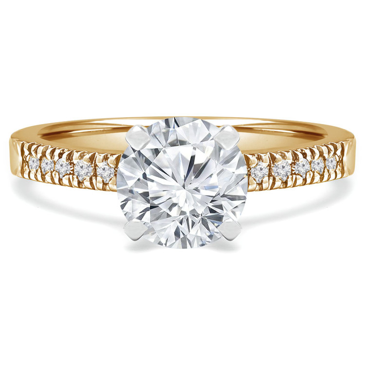 Round Diamond Solitaire with Accents Engagement Ring in Yellow Gold (MVS0053-Y)