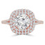 Round Diamond Cushion Double Halo Engagement Ring in Rose Gold (MVS0067-R)