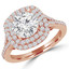 Round Diamond Cushion Double Halo Engagement Ring in Rose Gold (MVS0067-R)