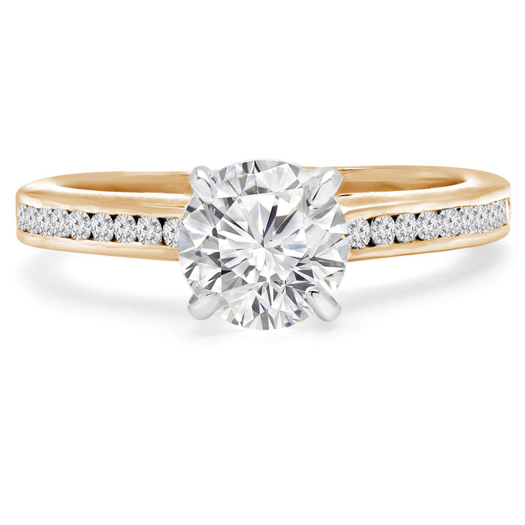 Round Diamond Solitaire with Accents Engagement Ring in Yellow Gold with Channel Set Accents (MVS0068-Y)