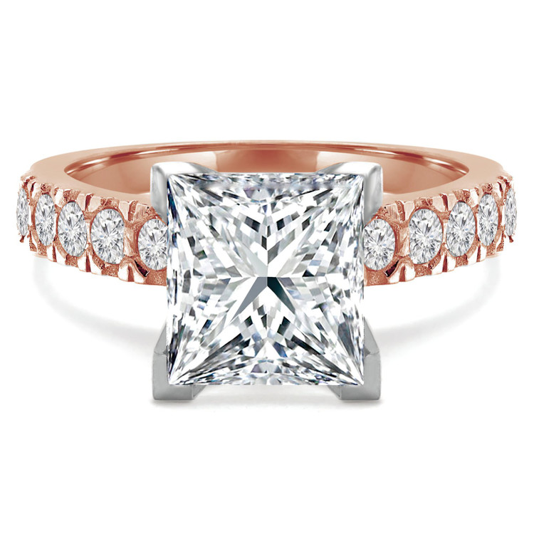 Princess Diamond Solitaire with Accents Engagement Ring in Rose Gold (MVS0120-R)