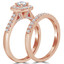 Round Diamond Cushion Halo Engagement Ring and Wedding Band Set Ring in Rose Gold (MVS0134-R)
