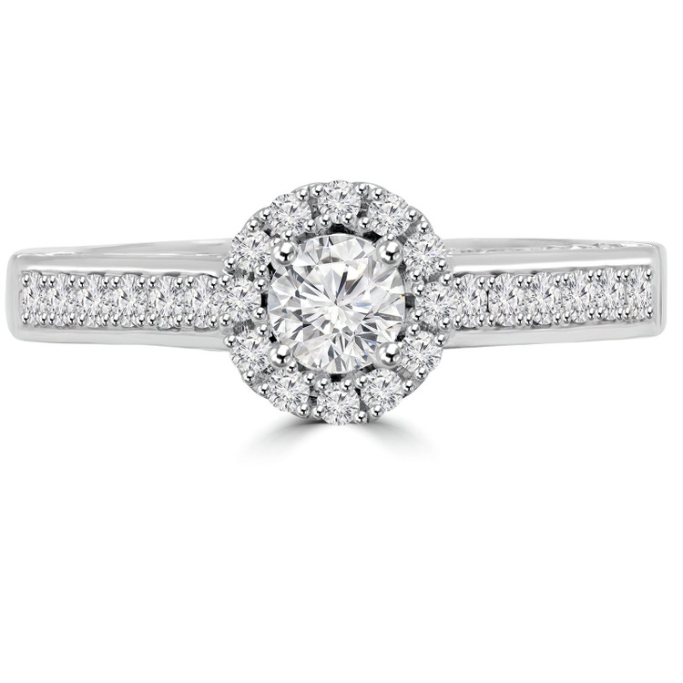 Round Diamond Round Halo Engagement Ring in White Gold (MVS0138-W)