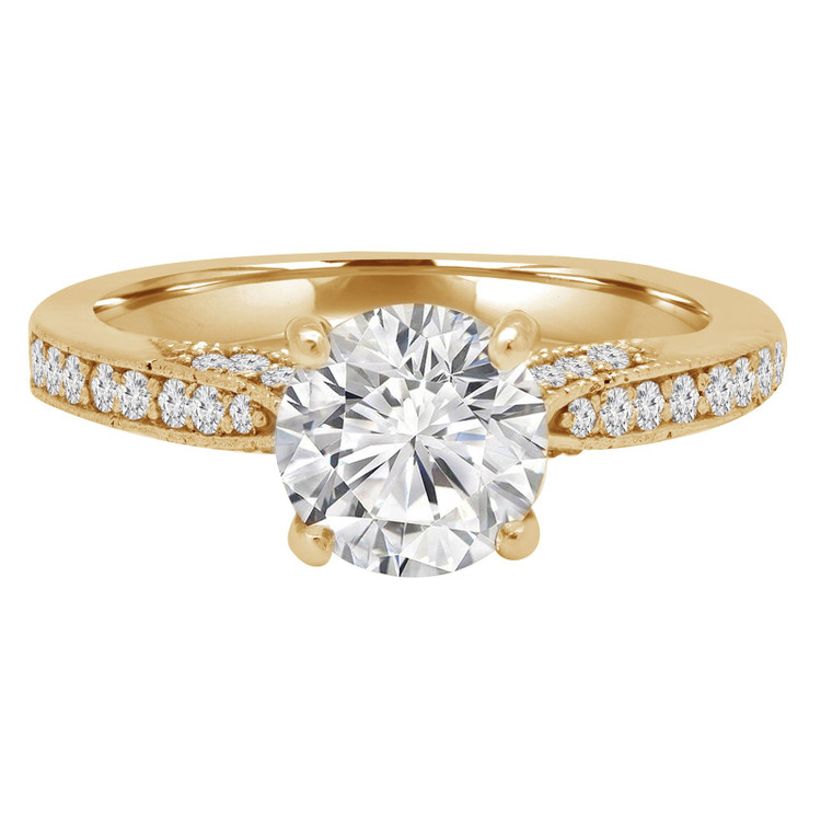 Round Diamond Solitaire with Accents Engagement Ring in Yellow Gold (MVS0156-Y)