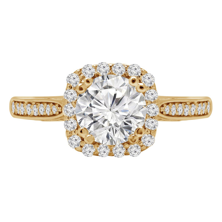 Round Diamond Cushion Halo Engagement Ring in Yellow Gold (MVS0157-Y)