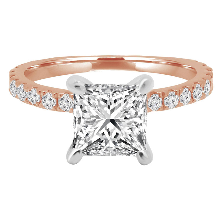 Princess Diamond Solitaire with Accents Engagement Ring in Rose Gold (MVS0162-R)