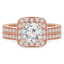 Round Diamond Cushion Solitaire with Accents Engagement Ring and Wedding Band Set Ring in Rose Gold (MVS0165-R)