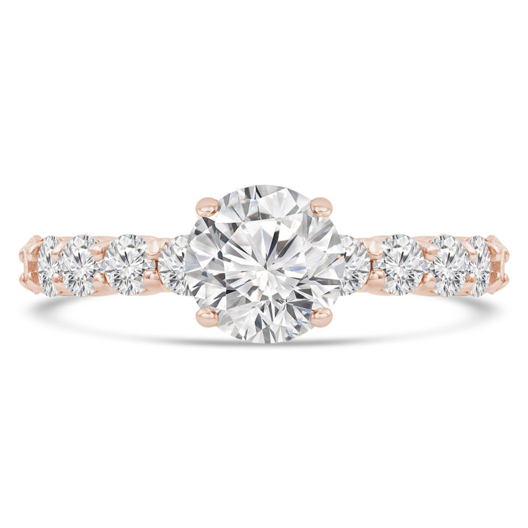 Round Diamond Shared Prong Solitaire with Accents Engagement Ring in Rose Gold (MVS0251-R)