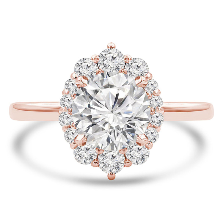 Round Diamond Floral Oval Halo Engagement Ring in Rose Gold (MVS0258-R)