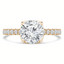 Round Diamond Floral Petal Solitaire with Accents Engagement Ring in Yellow Gold (MVS0286-Y)