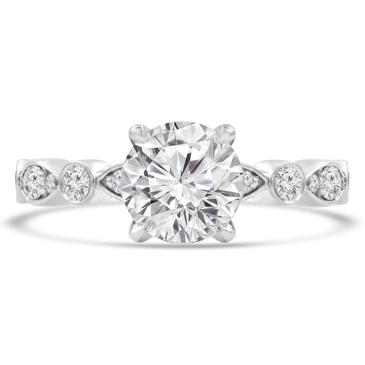 Round Diamond Tiara Solitaire with Accents Engagement Ring in White Gold (MVS0295-W)