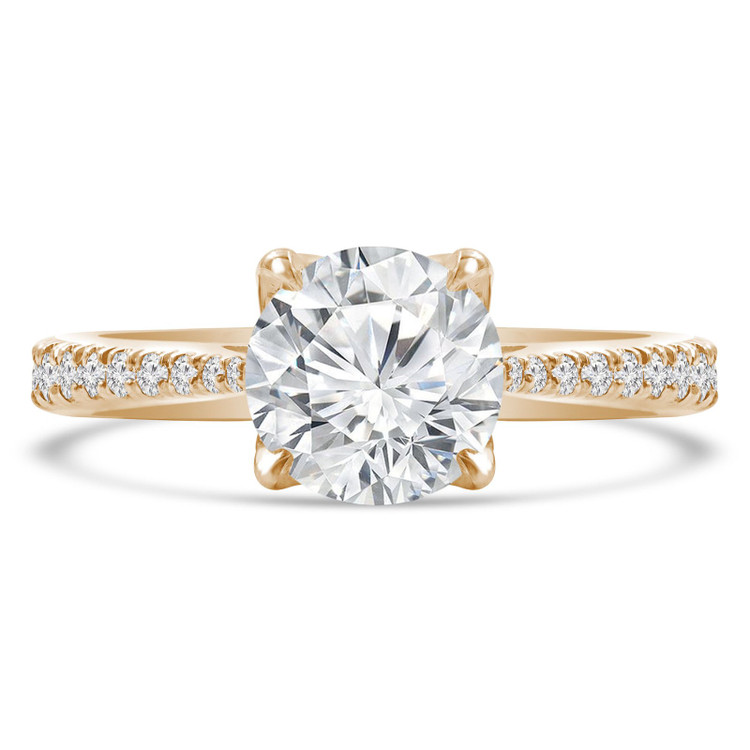 Round Diamond Tappered Solitaire with Accents Engagement Ring in Yellow Gold (MVS0300-Y)