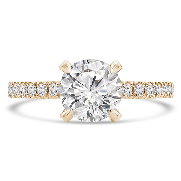 Round Diamond Solitaire with Accents Engagement Ring in Yellow Gold (MVS0301-Y)