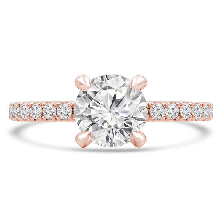 Round Diamond Solitaire with Accents Engagement Ring in Rose Gold (MVS0303-R)