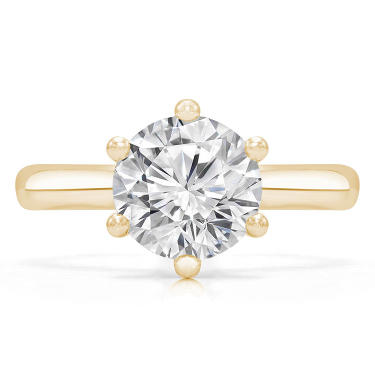 Round Diamond Hidden Halo Solitaire with Accents Engagement Ring in Yellow Gold (MVS0304-Y)