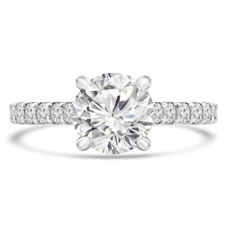 Round Diamond Cathedral Solitaire with Accents Engagement Ring in White Gold (MVS0305-W)